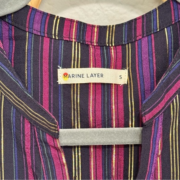 Marine Layer Purple Tencel Blend Metallic Striped Jamie Blouse Size S - Picture 5 of 9